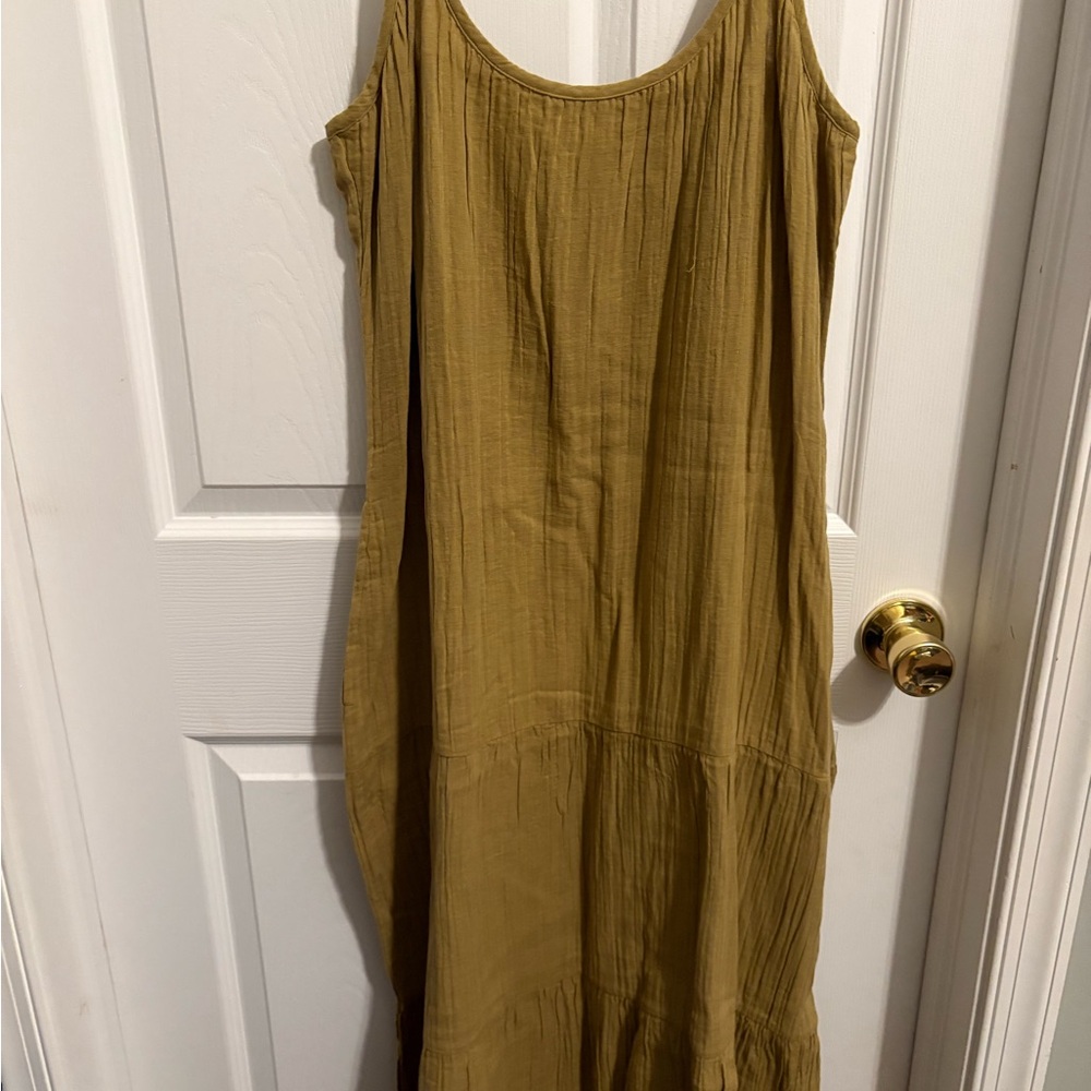 Pact Green Maxi Sundress Scoop Neck Sleeveless